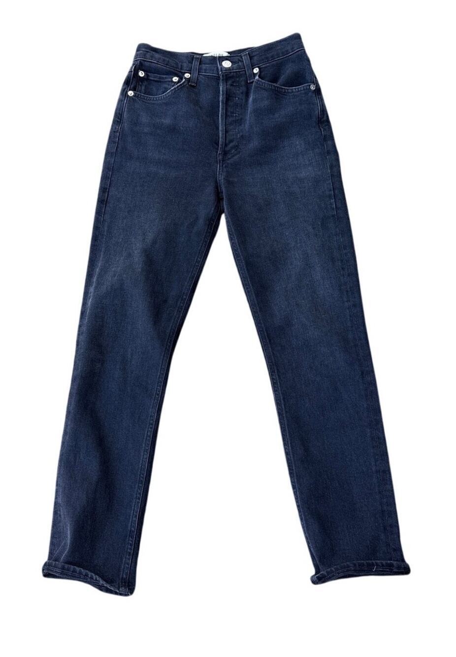 AGOLDE Riley High Rise Straight Jeans Faded Black 24